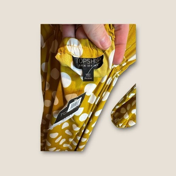 TopShop NWT Yellow polka Dot Midi Dress Open Back Size 4 - Picture 6 of 8